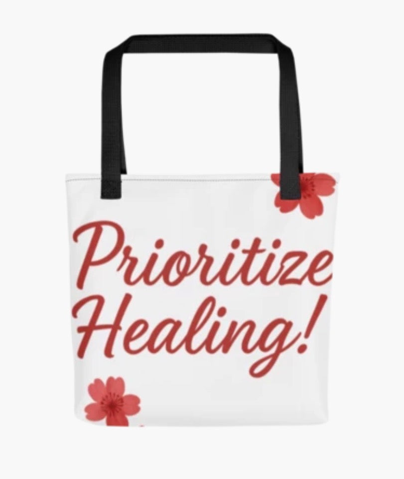 Maravae "Prioritize Healing" Everyday Tote - Red Floral Edition