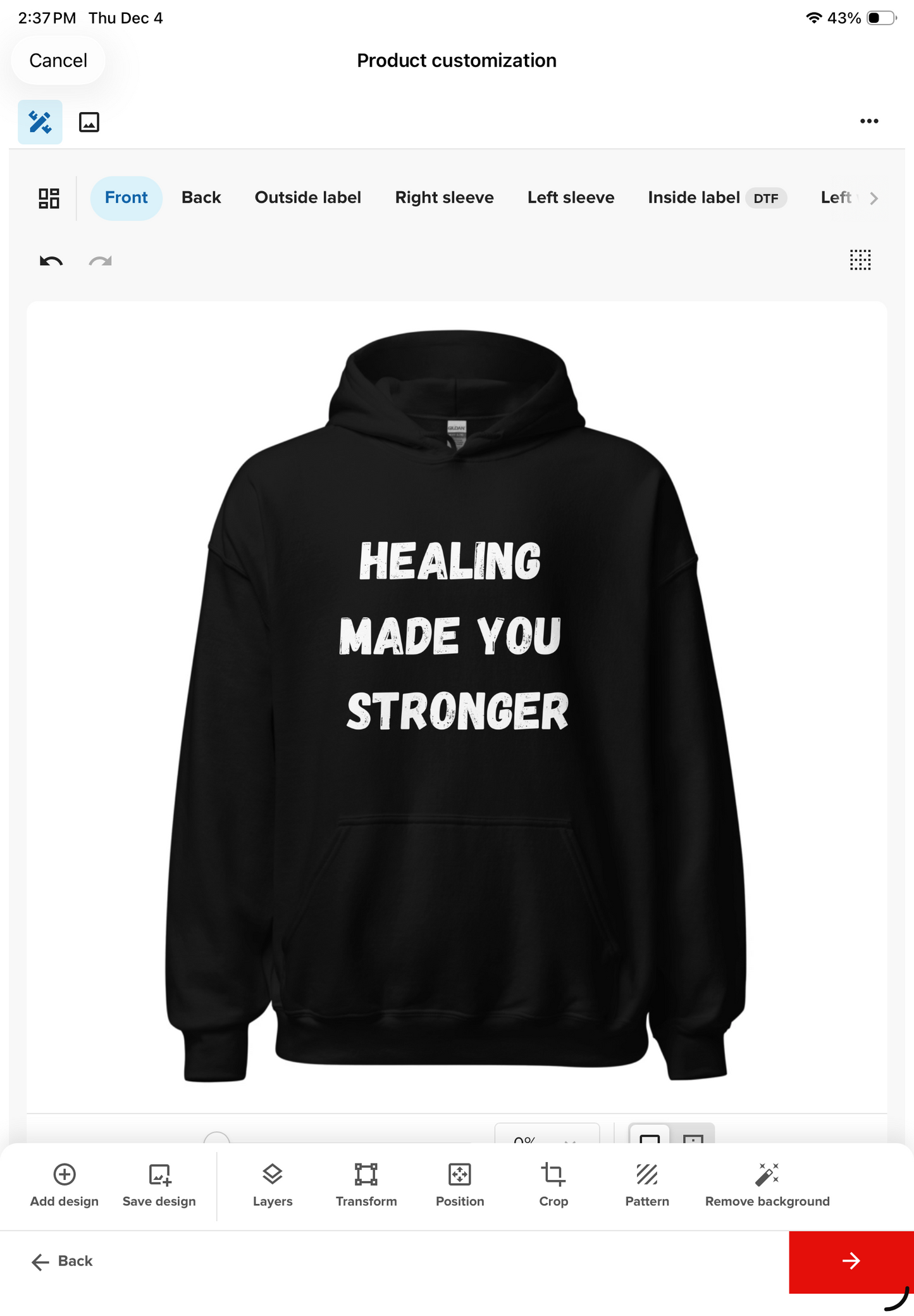 Maravae Healing Affirmation Hoodies - Emotional Wellness Collection
Then inside that product:
Variant 1: Healing Made You Stronger
Variants = Hoodie color (Black, Gray)
Variant 2: Calm Is Power
Variants = Hoodie color (Black, Navy)
Variant 3: A Man With P