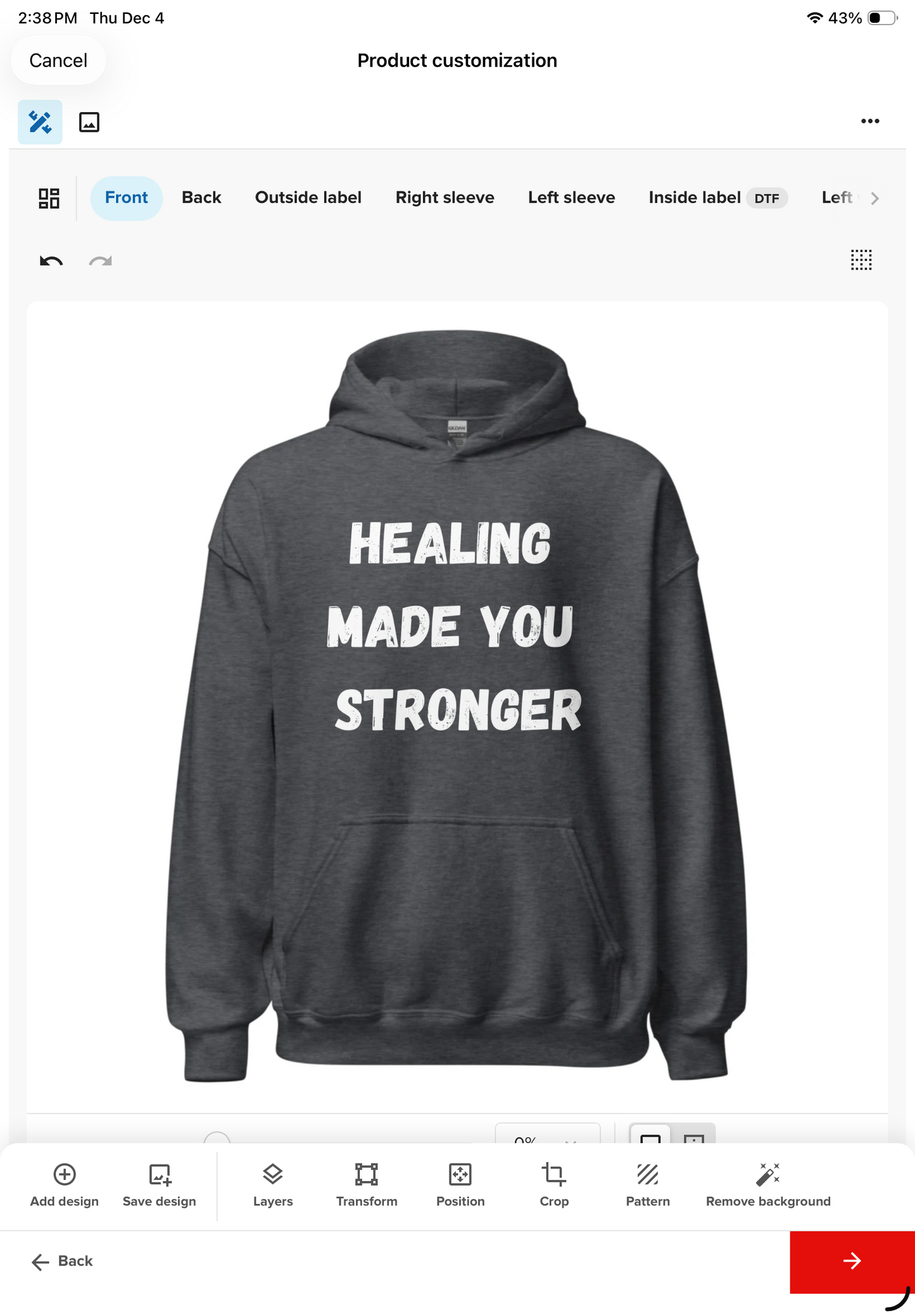 Maravae Healing Affirmation Hoodies - Emotional Wellness Collection
Then inside that product:
Variant 1: Healing Made You Stronger
Variants = Hoodie color (Black, Gray)
Variant 2: Calm Is Power
Variants = Hoodie color (Black, Navy)
Variant 3: A Man With P