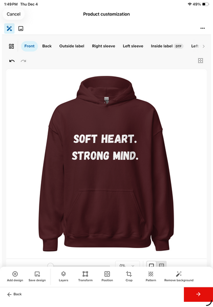 Maravae Healing Affirmation Hoodies - Emotional Wellness Collection
Then inside that product:
Variant 1: Healing Made You Stronger
Variants = Hoodie color (Black, Gray)
Variant 2: Calm Is Power
Variants = Hoodie color (Black, Navy)
Variant 3: A Man With P